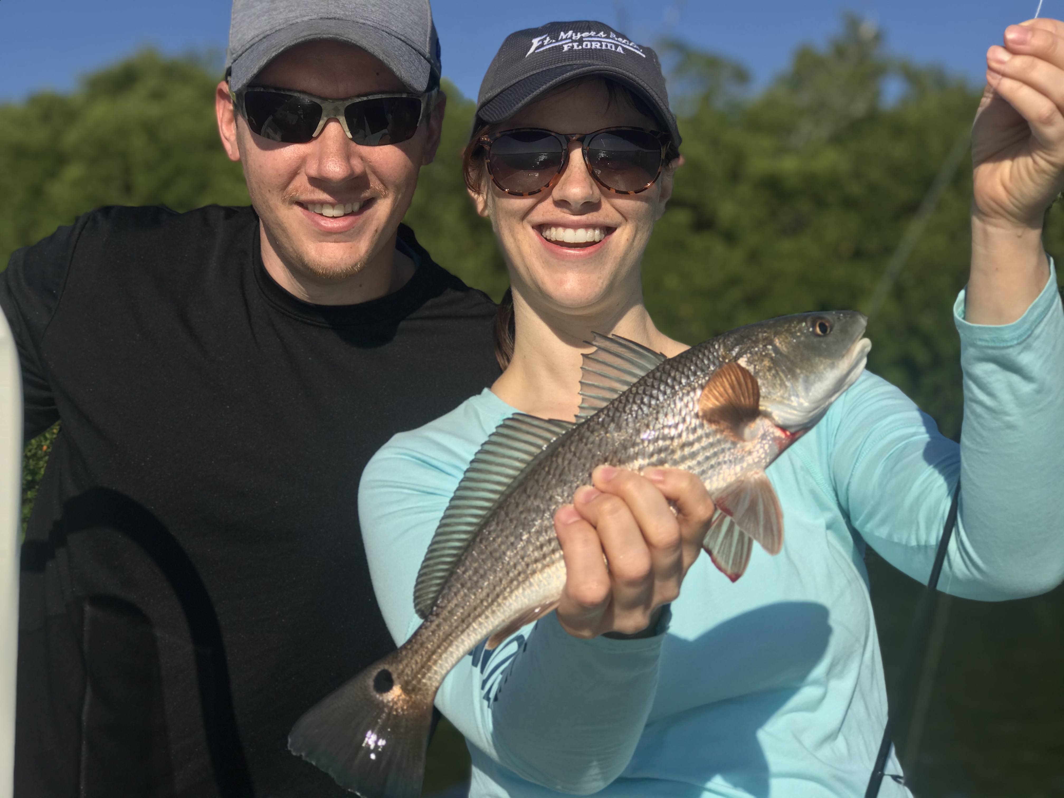 Steve and Ashley with her Redfish catch