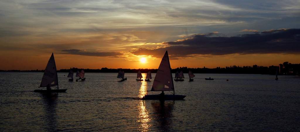 Edison Sailing Center sailing at sunset