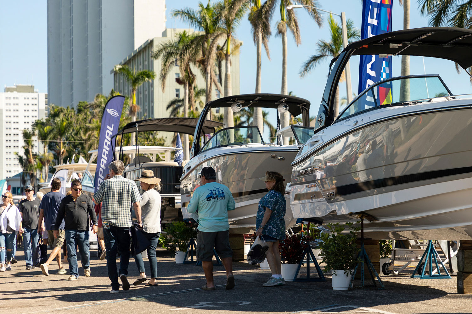 People walking through boat show